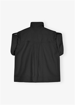 Stretch cotton cowl neck bluse Black W0880 Ganni 